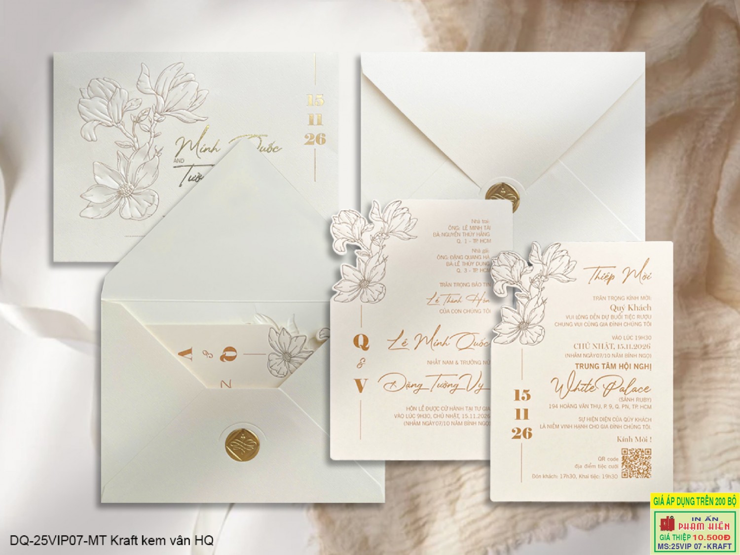 THIỆP CƯỚI 25VIP07 - MT Kraft kem vân HQ