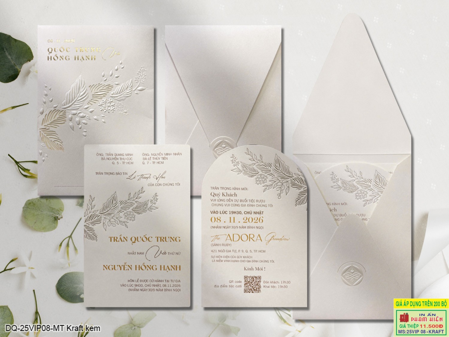 THIỆP CƯỚI 25VIP08 - MT Kraft kem