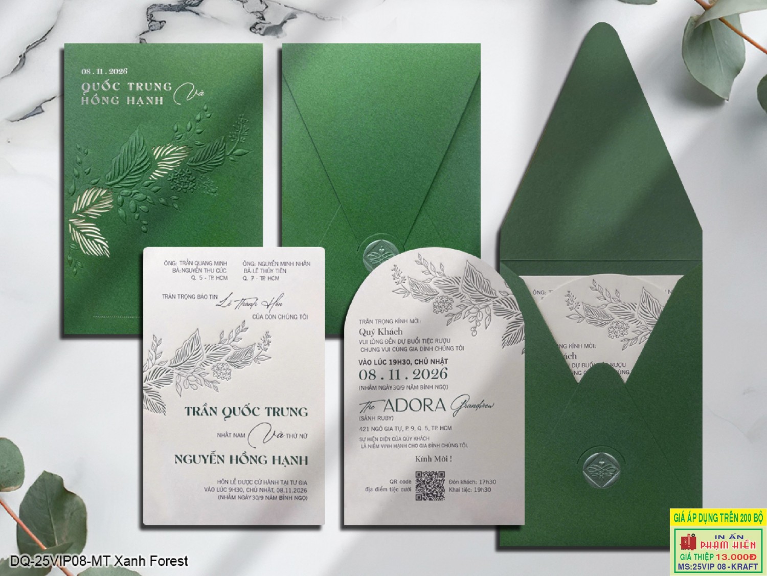 THIỆP CƯỚI 25VIP08 - MT Xanh forest