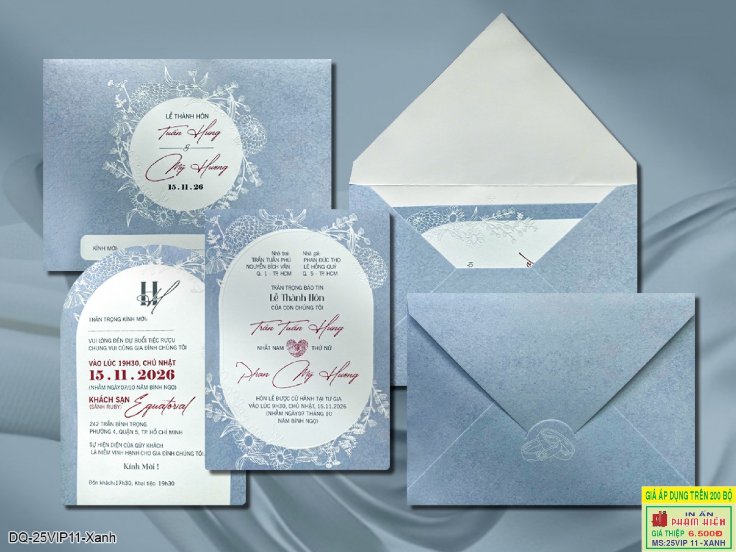 THIỆP CƯỚI 25VIP11 - Xanh