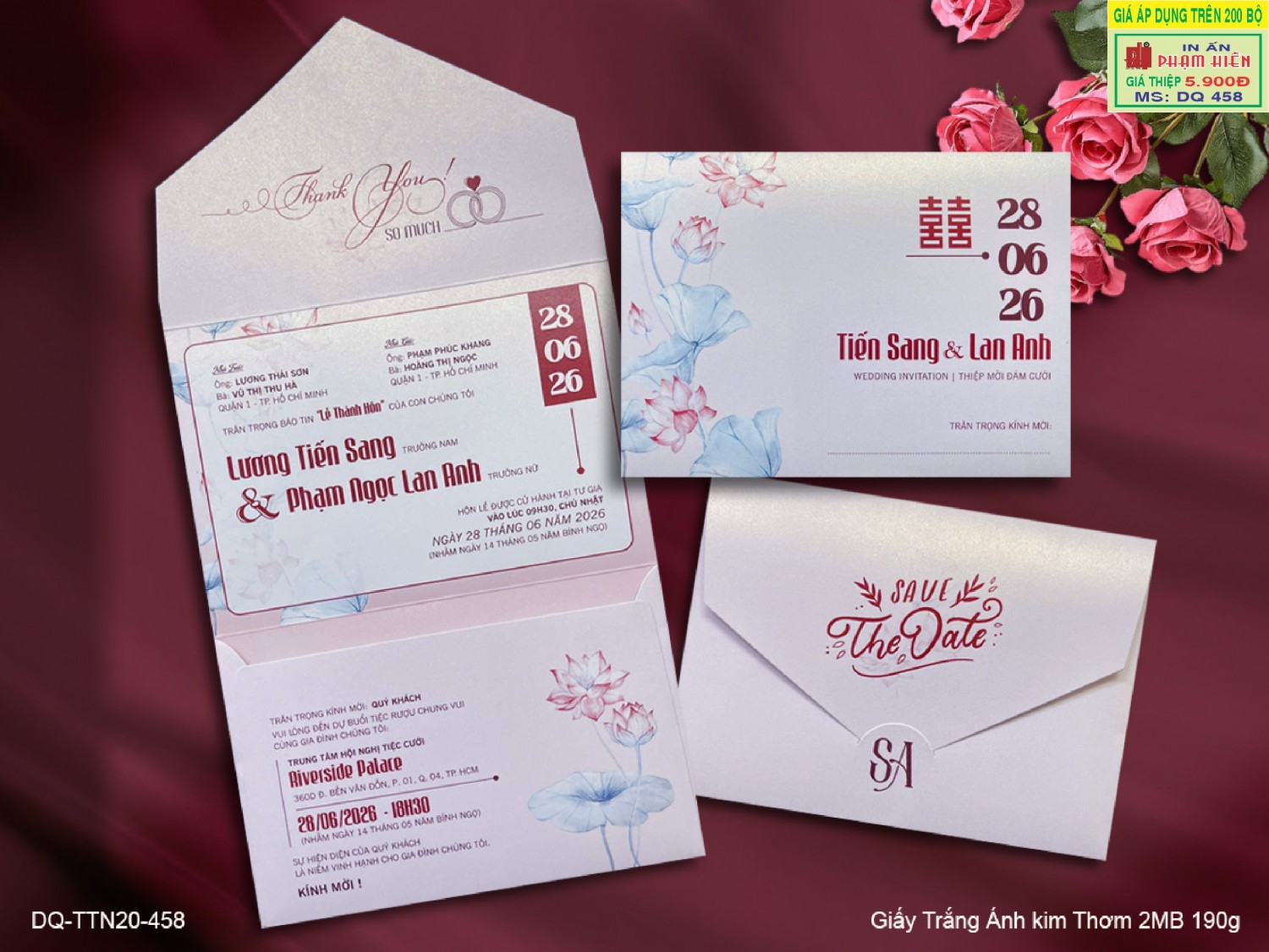 THIỆP CƯỚI DQ 458