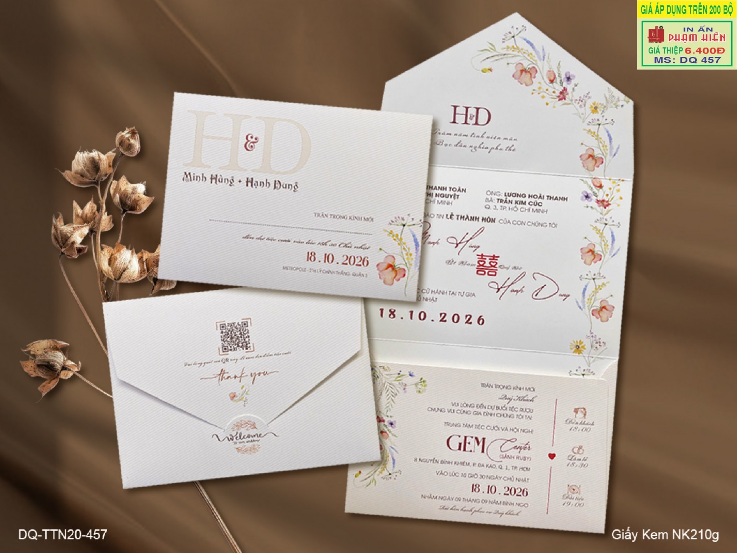 THIỆP CƯỚI DQ 457