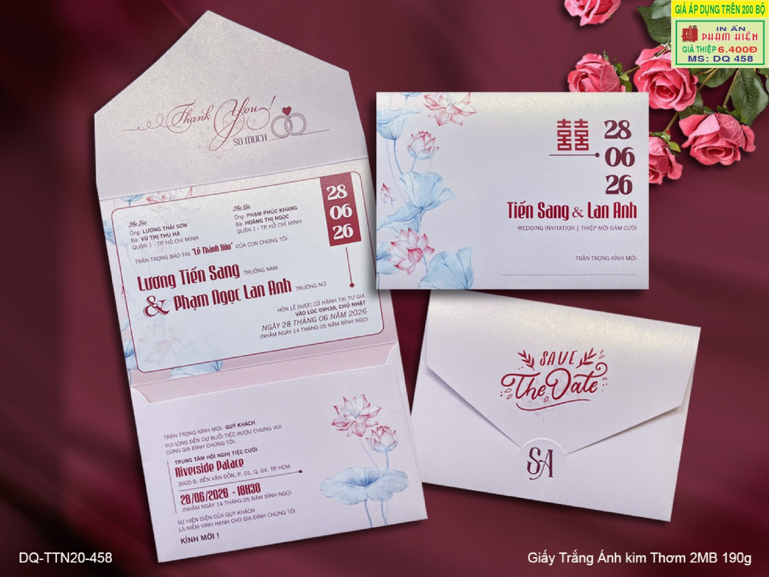 THIỆP CƯỚI DQ 458