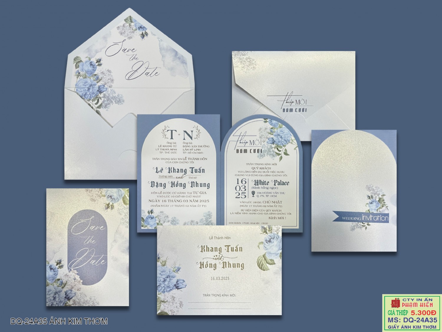 THIỆP CƯỚI 24A35 GIẤY ÁNH KIM THƠM