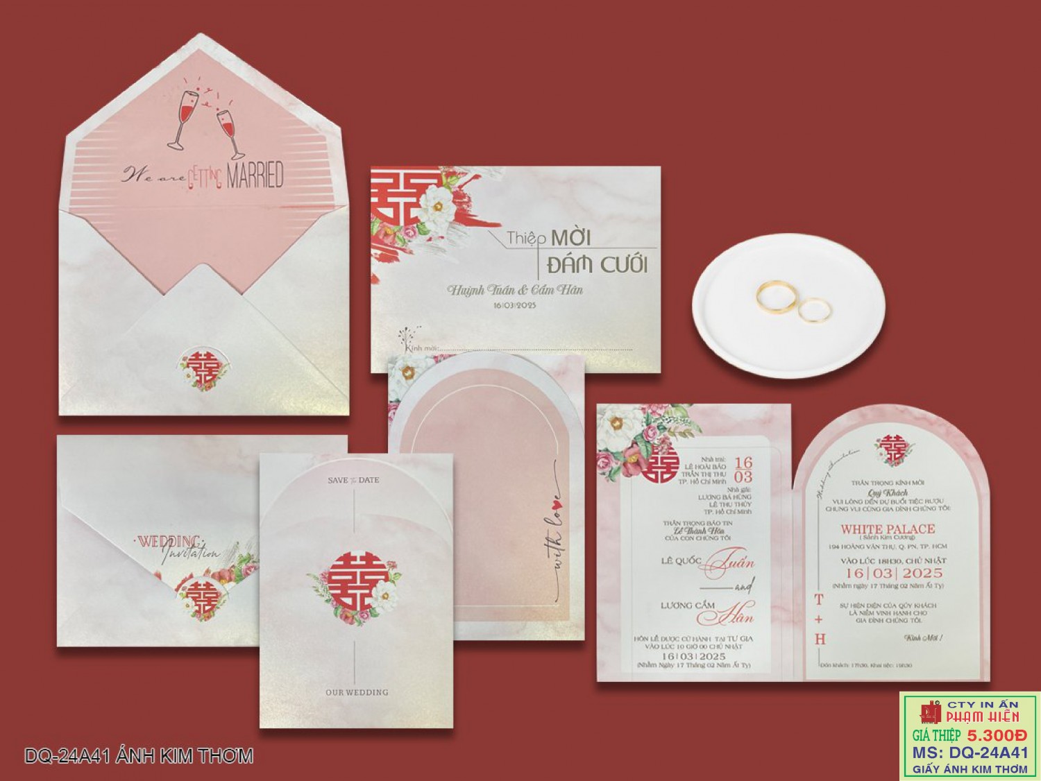 THIỆP CƯỚI 24A41 GIẤY ÁNH KIM THƠM